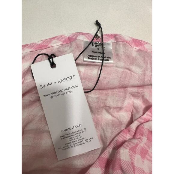 Revolve VDM The Label Jemma Crop Top/Stassie Ruched Skirt Pink Gingham  Sz Sm - Picture 8 of 12